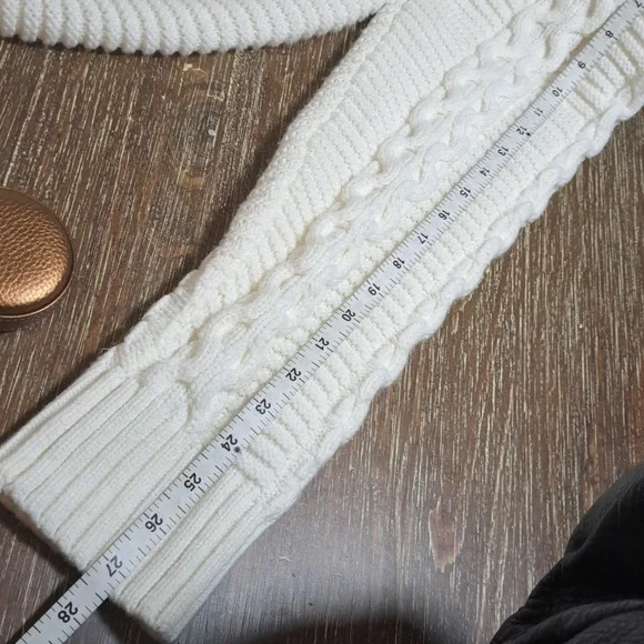 Makobi Men’s Streetwear Sweater Cable Knit Zip Cardigan Cream Hooded Pockets XL - Picture 14 of 15